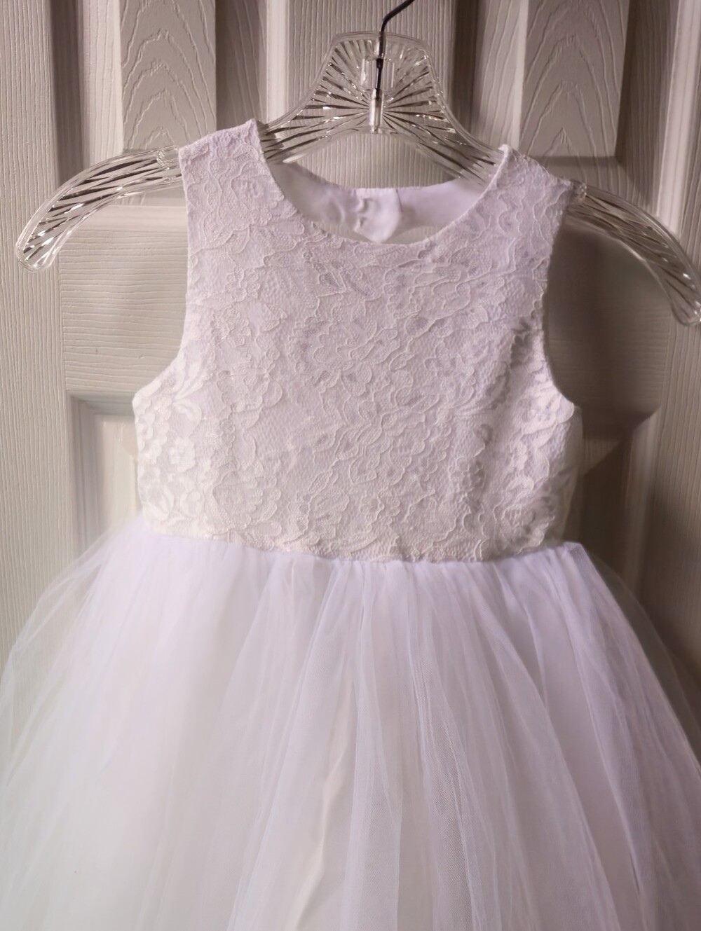 Unbranded Girl's White Lace & Tulle Flower Girl/Communion/Formal Dress - Size 6 - Picture 3 of 9